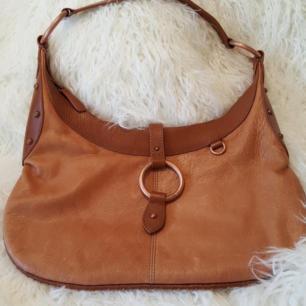 Kate Landry Hobo, two tone brown w/copper hardware